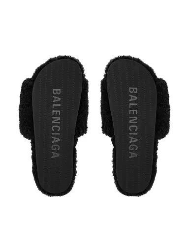 Balenciaga Men's Furry Slide Sandals - Black | Thumbnail 6 Balenciaga Men's Furry Slide Sandals - Black | Thumbnail 6