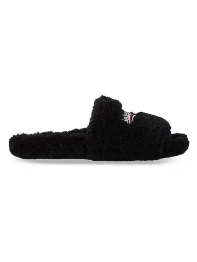 Balenciaga Men's Furry Slide Sandals - Black | Thumbnail 1 Balenciaga Men's Furry Slide Sandals - Black | Thumbnail 1