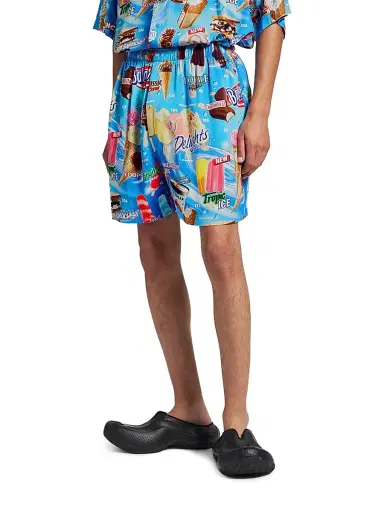 Balenciaga Men's Sweat Treat Pyjama Shorts - Blue Multi | Thumbnail 2 Balenciaga Men's Sweat Treat Pyjama Shorts - Blue Multi | Thumbnail 2