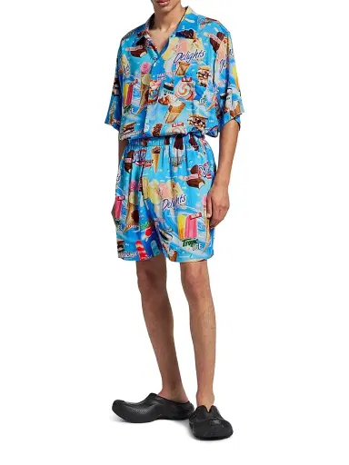 Balenciaga Men's Sweat Treat Pyjama Shorts - Blue Multi | Thumbnail 6 Balenciaga Men's Sweat Treat Pyjama Shorts - Blue Multi | Thumbnail 6