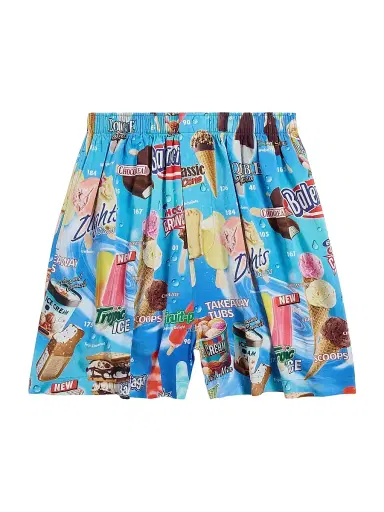 Balenciaga Men's Sweat Treat Pyjama Shorts - Blue Multi | Thumbnail 1 Balenciaga Men's Sweat Treat Pyjama Shorts - Blue Multi | Thumbnail 1
