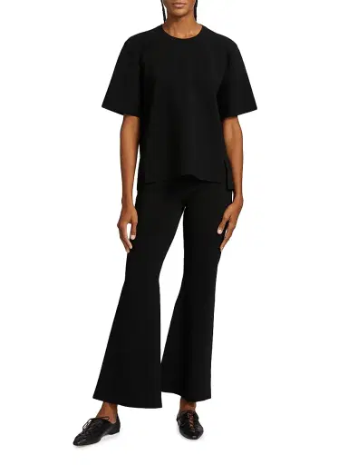 Stella McCartney Women's Compact Knit Kick-Flare Pants - Black | Thumbnail 2 Stella McCartney Women's Compact Knit Kick-Flare Pants - Black | Thumbnail 2