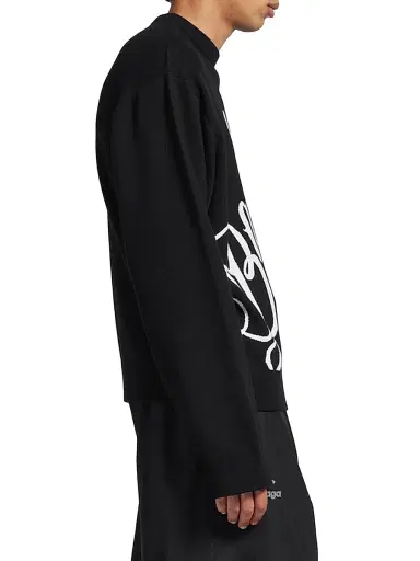Balenciaga Men's Big B Crewneck Sweater - Black White | Thumbnail 3 Balenciaga Men's Big B Crewneck Sweater - Black White | Thumbnail 3