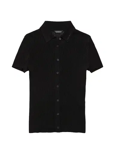 Balenciaga Women's Short Sleeve Shirt - Black | Thumbnail 1 Balenciaga Women's Short Sleeve Shirt - Black | Thumbnail 1