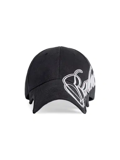 Balenciaga Men's Cursive Cap - Washed Black - Size Medium | Thumbnail 1 Balenciaga Men's Cursive Cap - Washed Black - Size Medium | Thumbnail 1