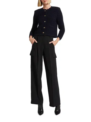 ba & sh Women's Gaspard Cotton-Blend Cardigan - Marine | Thumbnail 2 ba & sh Women's Gaspard Cotton-Blend Cardigan - Marine | Thumbnail 2