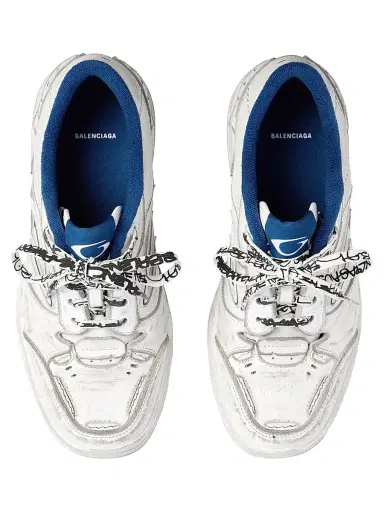 Balenciaga Men's Hamptons Worn-Out Sneakers - White Dark Blue - Size 7 | Thumbnail 4 Balenciaga Men's Hamptons Worn-Out Sneakers - White Dark Blue - Size 7 | Thumbnail 4