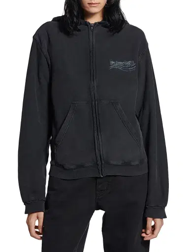 Balenciaga Women's Washed Crayon Political Zip-Up Regular Fit Hoodie - Faded Black | Thumbnail 2 Balenciaga Women's Washed Crayon Political Zip-Up Regular Fit Hoodie - Faded Black | Thumbnail 2