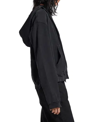 Balenciaga Women's Washed Crayon Political Zip-Up Regular Fit Hoodie - Faded Black | Thumbnail 3 Balenciaga Women's Washed Crayon Political Zip-Up Regular Fit Hoodie - Faded Black | Thumbnail 3