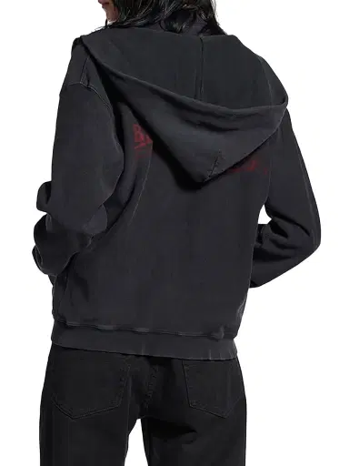Balenciaga Women's Washed Crayon Political Zip-Up Regular Fit Hoodie - Faded Black | Thumbnail 4 Balenciaga Women's Washed Crayon Political Zip-Up Regular Fit Hoodie - Faded Black | Thumbnail 4