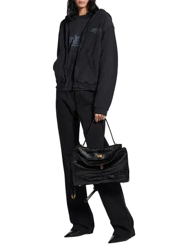 Balenciaga Women's Washed Crayon Political Zip-Up Regular Fit Hoodie - Faded Black | Thumbnail 5 Balenciaga Women's Washed Crayon Political Zip-Up Regular Fit Hoodie - Faded Black | Thumbnail 5