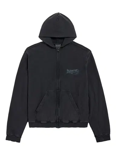 Balenciaga Women's Washed Crayon Political Zip-Up Regular Fit Hoodie - Faded Black | Thumbnail 1 Balenciaga Women's Washed Crayon Political Zip-Up Regular Fit Hoodie - Faded Black | Thumbnail 1