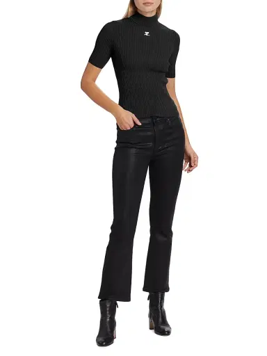Courreges Women's Reedition Rib-Knit Blouse - Black | Thumbnail 2 Courreges Women's Reedition Rib-Knit Blouse - Black | Thumbnail 2