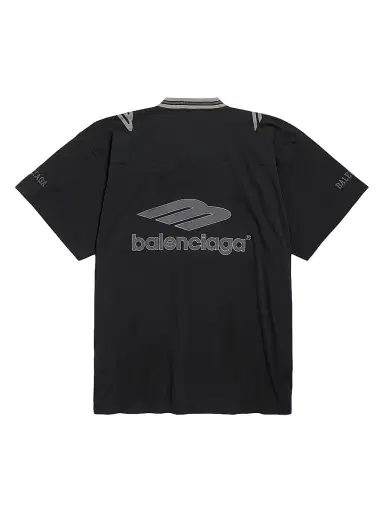 Balenciaga Men's 3B Football V-Neck Oversized T-Shirt - Black Anthracite - Size XL | Thumbnail 2 Balenciaga Men's 3B Football V-Neck Oversized T-Shirt - Black Anthracite - Size XL | Thumbnail 2