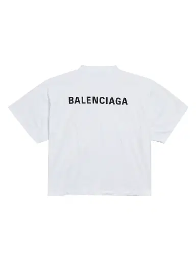 Balenciaga Women's Back Cropped T-Shirt - White Black | Thumbnail 2 Balenciaga Women's Back Cropped T-Shirt - White Black | Thumbnail 2