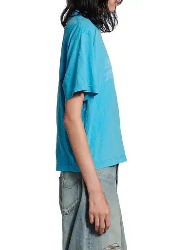 Balenciaga Women's Washed Crayon Political Medium Fit T-Shirt - Azure | Thumbnail 3 Balenciaga Women's Washed Crayon Political Medium Fit T-Shirt - Azure | Thumbnail 3