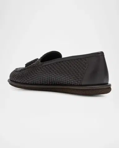 Giorgio Armani Men's Woven Leather Tassel Loafers | Thumbnail 3 Giorgio Armani Men's Woven Leather Tassel Loafers | Thumbnail 3