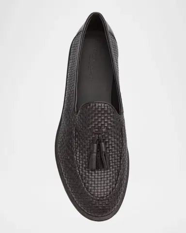 Giorgio Armani Men's Woven Leather Tassel Loafers | Thumbnail 4 Giorgio Armani Men's Woven Leather Tassel Loafers | Thumbnail 4