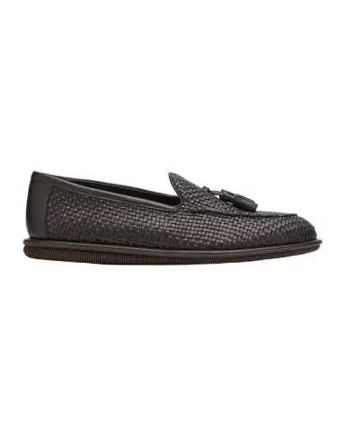 Giorgio Armani Men's Woven Leather Tassel Loafers | Thumbnail 1 Giorgio Armani Men's Woven Leather Tassel Loafers | Thumbnail 1