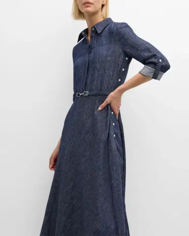 Gabriela Hearst Marley Belted Denim Maxi Shirtdress | Thumbnail 7 Gabriela Hearst Marley Belted Denim Maxi Shirtdress | Thumbnail 7