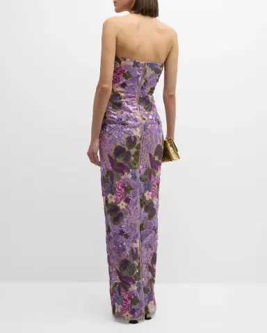 Bronx and Banco Dahlia Strapless Floral-Embroidered Sequin Gown | Thumbnail 4 Bronx and Banco Dahlia Strapless Floral-Embroidered Sequin Gown | Thumbnail 4