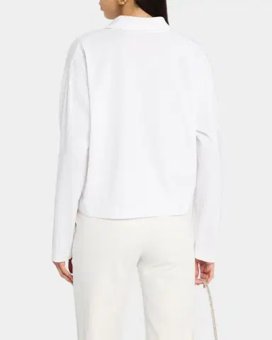 Vince Easy Cotton Long-Sleeve Pullover Polo Top | Thumbnail 3 Vince Easy Cotton Long-Sleeve Pullover Polo Top | Thumbnail 3