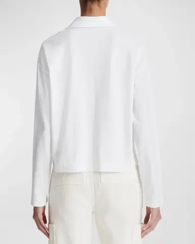 Vince Easy Cotton Long-Sleeve Pullover Polo Top | Thumbnail 6 Vince Easy Cotton Long-Sleeve Pullover Polo Top | Thumbnail 6