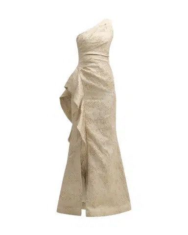 Rickie Freeman for Teri Jon One-Shoulder Jacquard Side-Ruffle Gown | Thumbnail 1 Rickie Freeman for Teri Jon One-Shoulder Jacquard Side-Ruffle Gown | Thumbnail 1