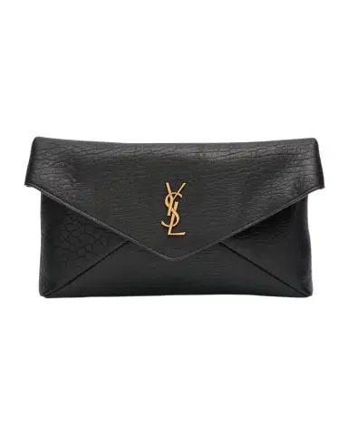 Saint Laurent Large YSL Envelope Pouch Clutch Bag in Leather | Thumbnail 1 Saint Laurent Large YSL Envelope Pouch Clutch Bag in Leather | Thumbnail 1