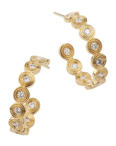 Sydney Evan 14k Gold Fluted Diamond Earrings | Thumbnail 1 Sydney Evan 14k Gold Fluted Diamond Earrings | Thumbnail 1