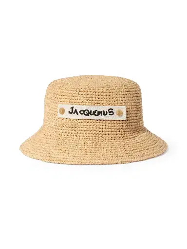 Jacquemus Men's Logo Raffia Bucket Hat - Natural | Thumbnail 1 Jacquemus Men's Logo Raffia Bucket Hat - Natural | Thumbnail 1