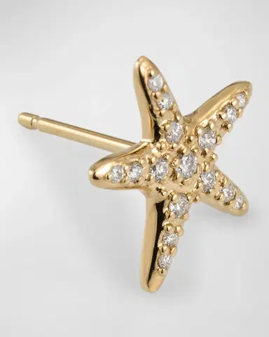 Sydney Evan 14K Yellow Gold Starfish Stud Earring, Single | Thumbnail 3 Sydney Evan 14K Yellow Gold Starfish Stud Earring, Single | Thumbnail 3
