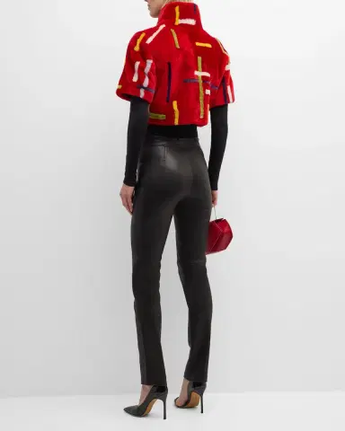 Gorski Abstract Short-Sleeve Lamb Shearling Crop Bolero | Thumbnail 6 Gorski Abstract Short-Sleeve Lamb Shearling Crop Bolero | Thumbnail 6