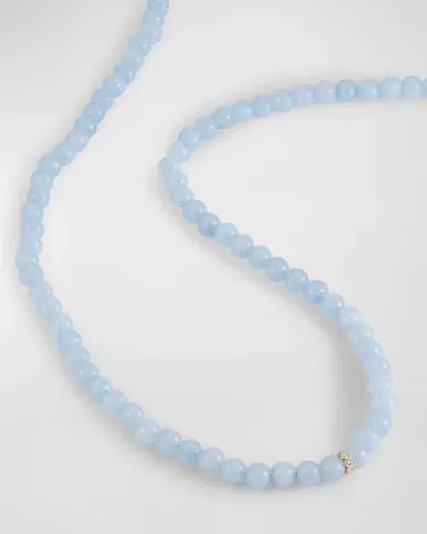 Sydney Evan 14K Diamond Bezel Rondelle Choker with Aquamarine Beads | Thumbnail 3 Sydney Evan 14K Diamond Bezel Rondelle Choker with Aquamarine Beads | Thumbnail 3