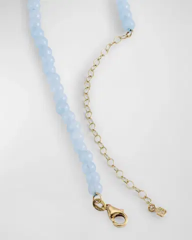 Sydney Evan 14K Diamond Bezel Rondelle Choker with Aquamarine Beads | Thumbnail 4 Sydney Evan 14K Diamond Bezel Rondelle Choker with Aquamarine Beads | Thumbnail 4