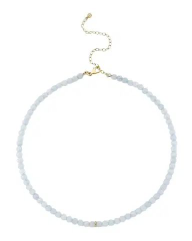 Sydney Evan 14K Diamond Bezel Rondelle Choker with Aquamarine Beads | Thumbnail 1 Sydney Evan 14K Diamond Bezel Rondelle Choker with Aquamarine Beads | Thumbnail 1