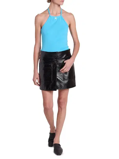 Courrèges Women's Contrast Tie-Back Tank - Aqua | Thumbnail 2 Courrèges Women's Contrast Tie-Back Tank - Aqua | Thumbnail 2
