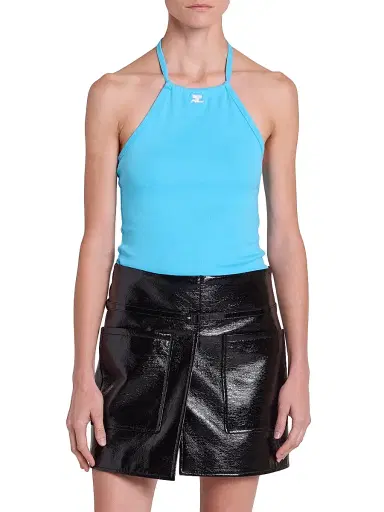 Courrèges Women's Contrast Tie-Back Tank - Aqua | Thumbnail 3 Courrèges Women's Contrast Tie-Back Tank - Aqua | Thumbnail 3
