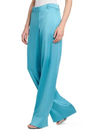 Stella McCartney Women's Satin Dropped Waist Straight Pants - Steel | Thumbnail 4 Stella McCartney Women's Satin Dropped Waist Straight Pants - Steel | Thumbnail 4