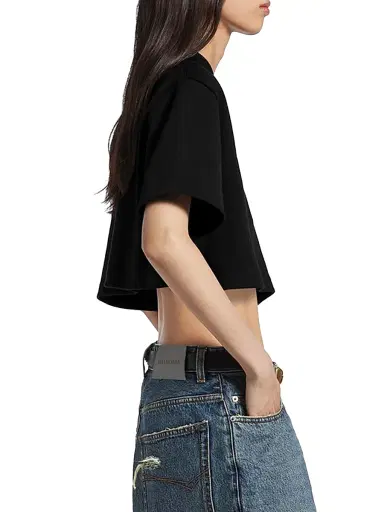 Balenciaga Women's Cropped T-Shirt - Black | Thumbnail 3 Balenciaga Women's Cropped T-Shirt - Black | Thumbnail 3