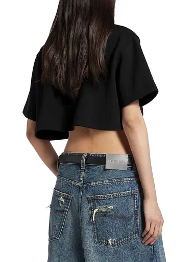 Balenciaga Women's Cropped T-Shirt - Black | Thumbnail 4 Balenciaga Women's Cropped T-Shirt - Black | Thumbnail 4