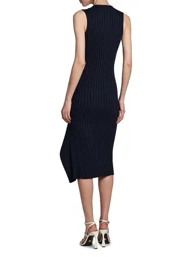 Stella McCartney Women's Asymmetric Rib-Knit Cotton Midi-Dress | Thumbnail 5 Stella McCartney Women's Asymmetric Rib-Knit Cotton Midi-Dress | Thumbnail 5