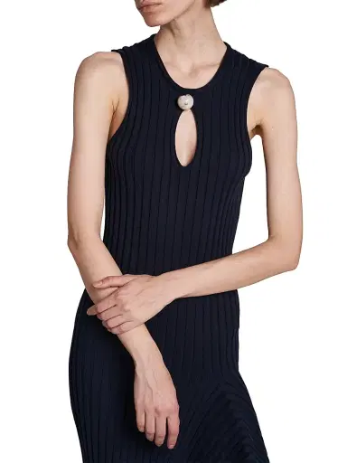 Stella McCartney Women's Asymmetric Rib-Knit Cotton Midi-Dress | Thumbnail 6 Stella McCartney Women's Asymmetric Rib-Knit Cotton Midi-Dress | Thumbnail 6