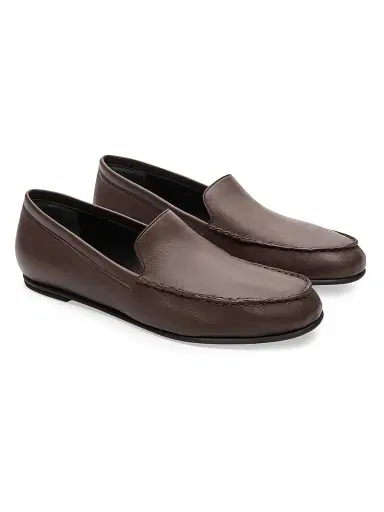 Loulou de Saison Women's Boros Classic Leather Loafers - Brown | Thumbnail 2 Loulou de Saison Women's Boros Classic Leather Loafers - Brown | Thumbnail 2