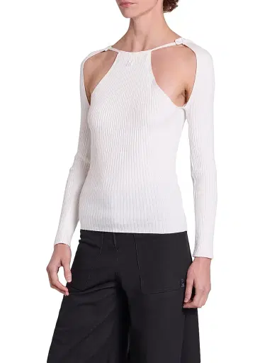 Courrèges Women's Rib-Knit Cut-Out Sweater | Thumbnail 4 Courrèges Women's Rib-Knit Cut-Out Sweater | Thumbnail 4