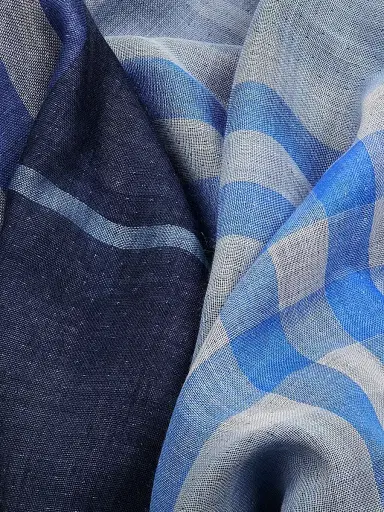 Burberry Women's Check Wool-Silk Scarf - Dive Torrent Blue | Thumbnail 4 Burberry Women's Check Wool-Silk Scarf - Dive Torrent Blue | Thumbnail 4
