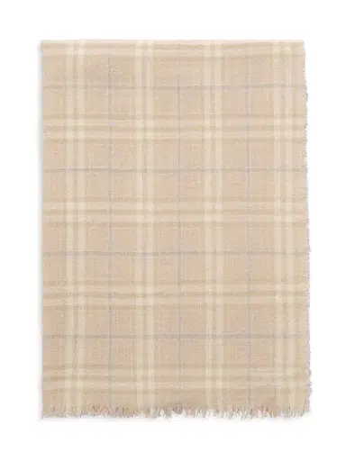 Burberry Women's Micro-Check Wool-Silk Scarf - Sesame Beige | Thumbnail 2 Burberry Women's Micro-Check Wool-Silk Scarf - Sesame Beige | Thumbnail 2