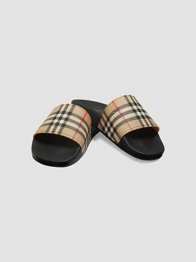 Burberry Men's Furley Check Slide Sandals - Archive Beige Check | Thumbnail 2 Burberry Men's Furley Check Slide Sandals - Archive Beige Check | Thumbnail 2