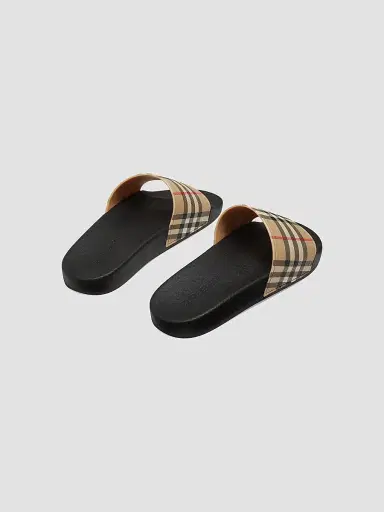 Burberry Men's Furley Check Slide Sandals - Archive Beige Check | Thumbnail 3 Burberry Men's Furley Check Slide Sandals - Archive Beige Check | Thumbnail 3