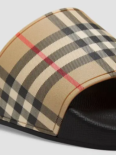Burberry Men's Furley Check Slide Sandals - Archive Beige Check | Thumbnail 5 Burberry Men's Furley Check Slide Sandals - Archive Beige Check | Thumbnail 5